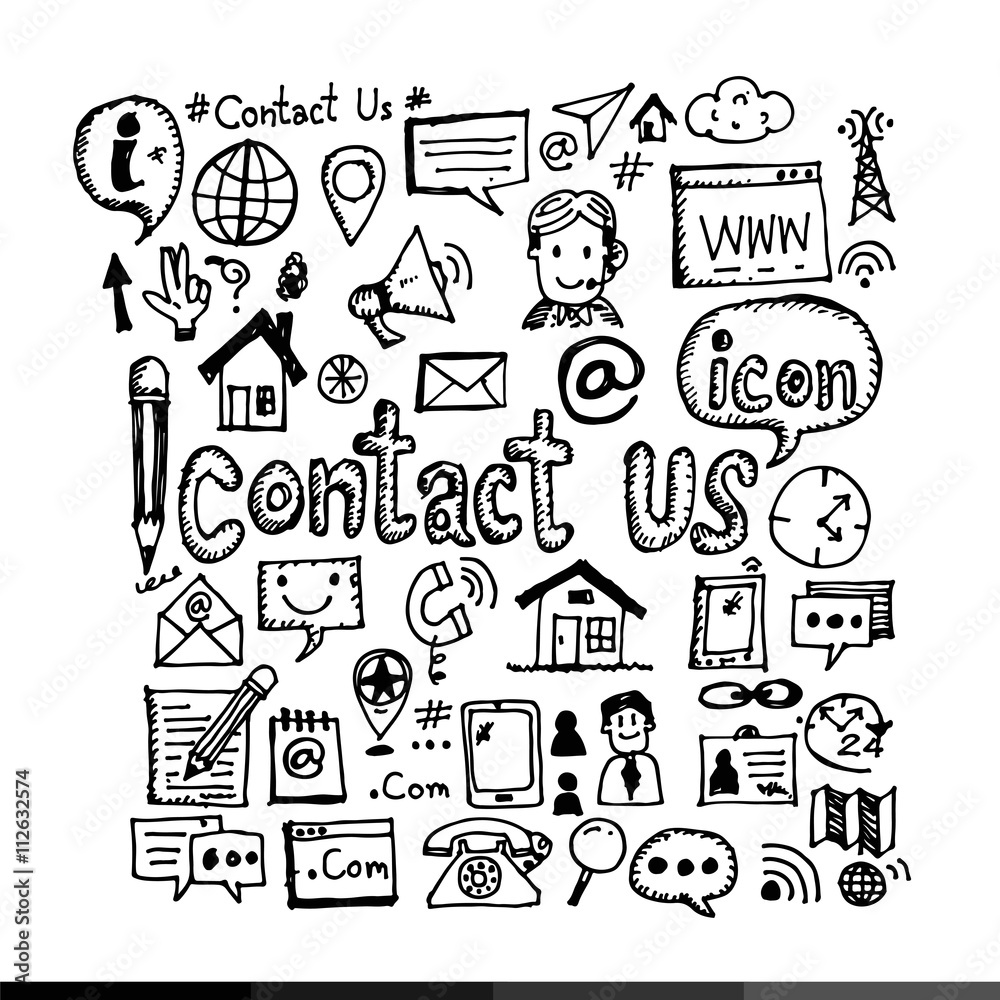 Hand Draw Contact Us Icon Illustration design Hand Draw Contact Us Icon Illustration design