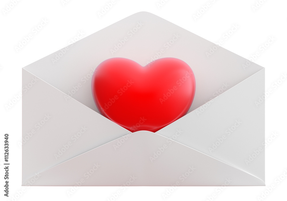 Briefumschlag mit liebevolle Herz per Post verschicken