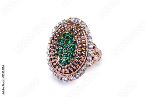 Gold jewellery ring isolated on the white background