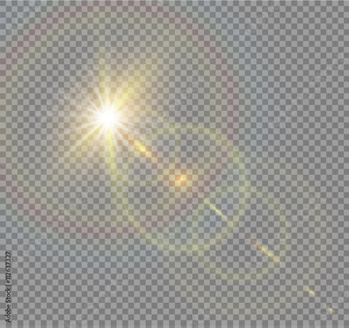 Vector transparent sunlight special lens flare light effect.