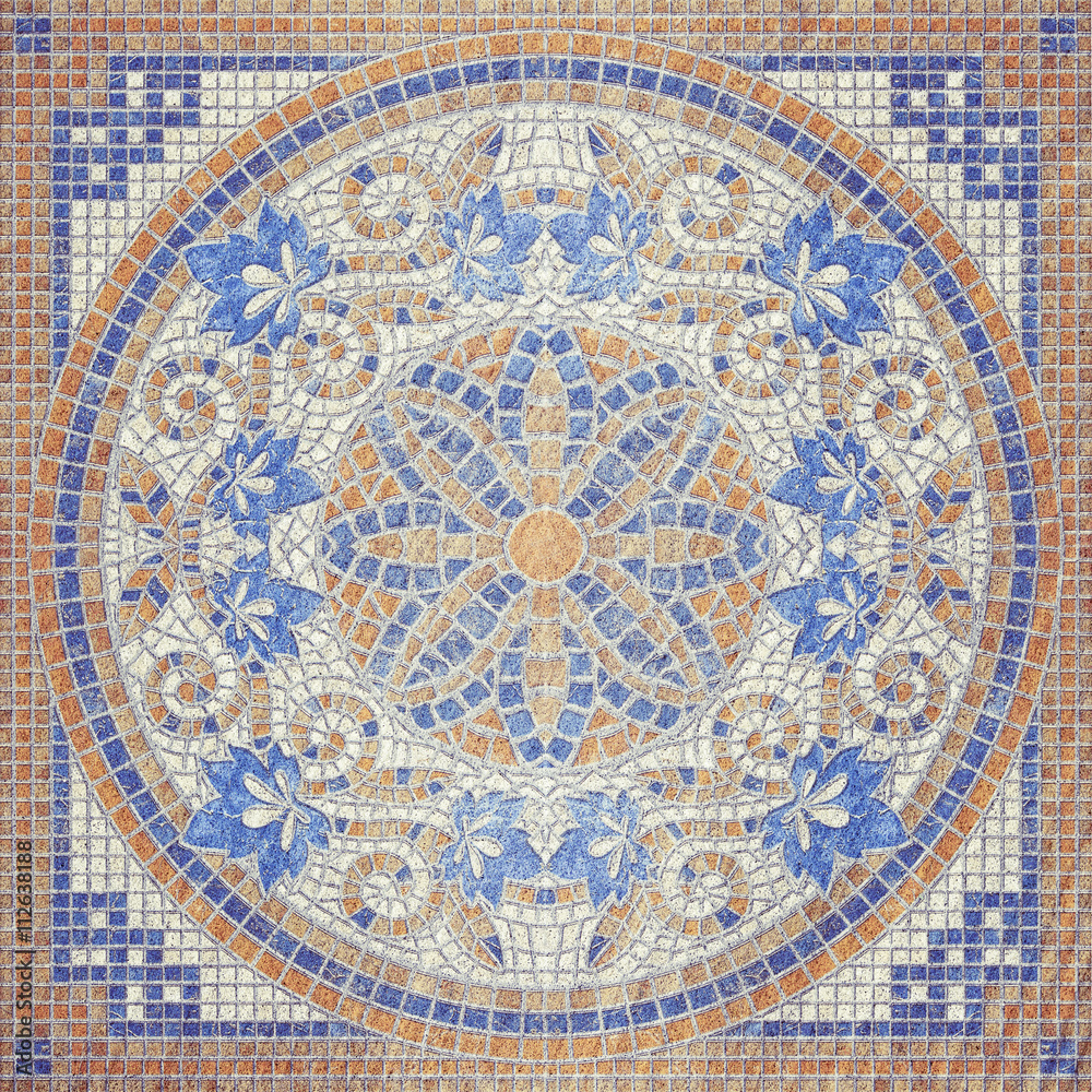 Decorative ceramic tiles patterns texture background In the park