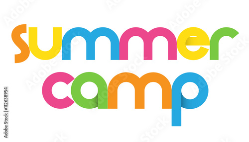 "SUMMER CAMP" colorful vector typography banner