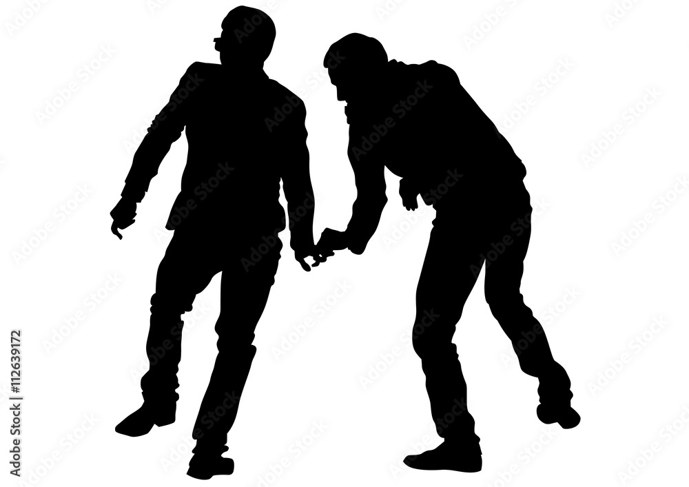 Dancing man couples on a white background Dancing man couples on a white background