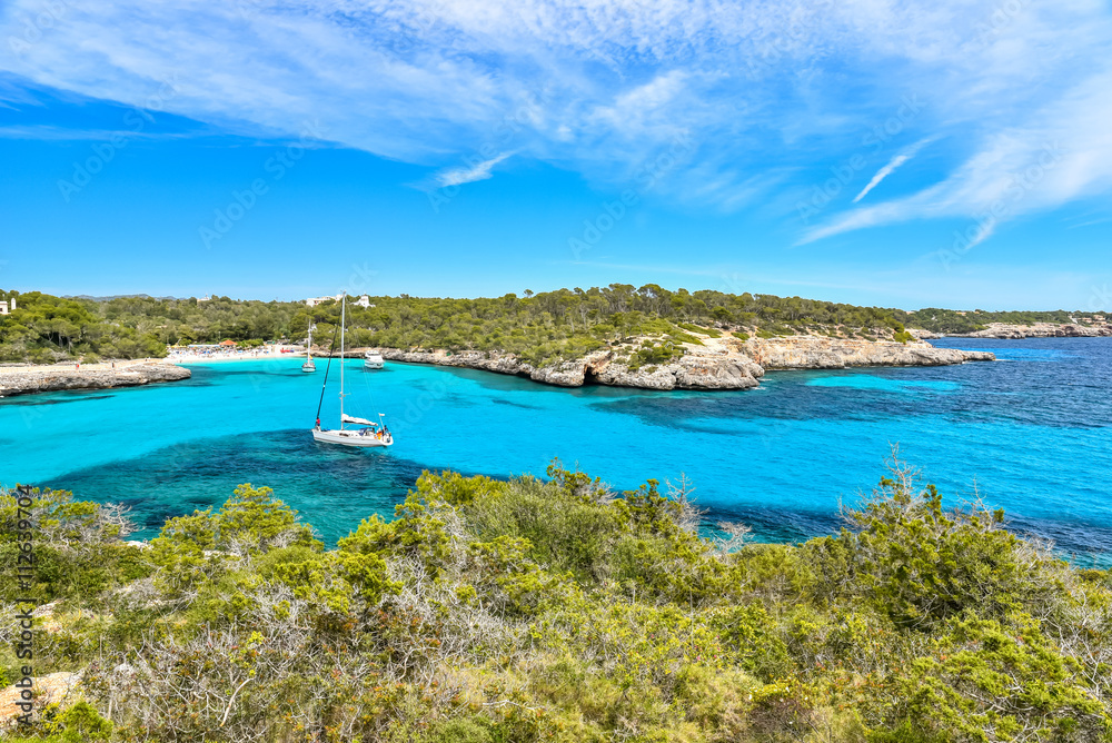 Fototapeta premium Bay of Cala Mondrago - beautiful beach and coast of Mallorca