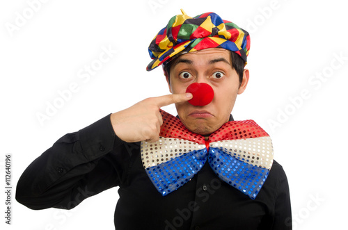 Sad clown isolated on the white