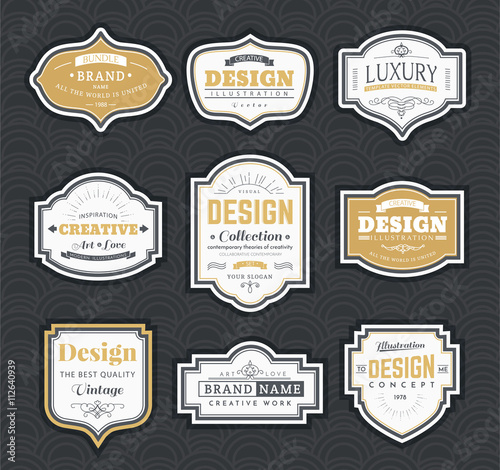 Frame classic template. Vintage contour blank frames and labels. Vintage elements design for cafe, restaurant, boutique, hotel, shop, jewelry. Vector retro elements