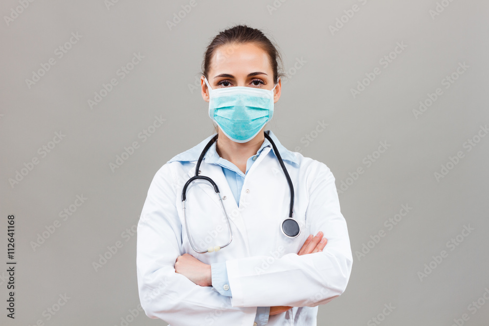 Female doctor with protective mask Female doctor with protective mask