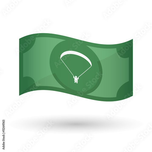 Illustration of a waving bank note with a paraglider