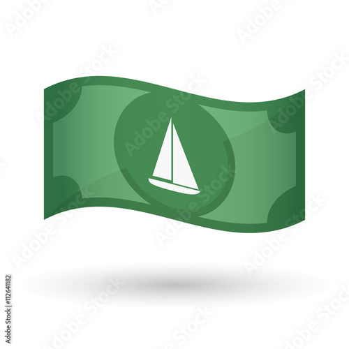 Illustration of a waving bank note with a ship