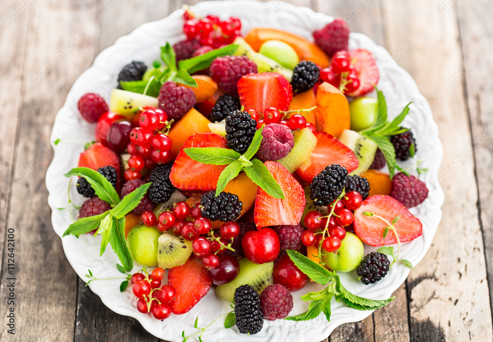 Fresh fruit salad on the plate Fresh fruit salad on the plate