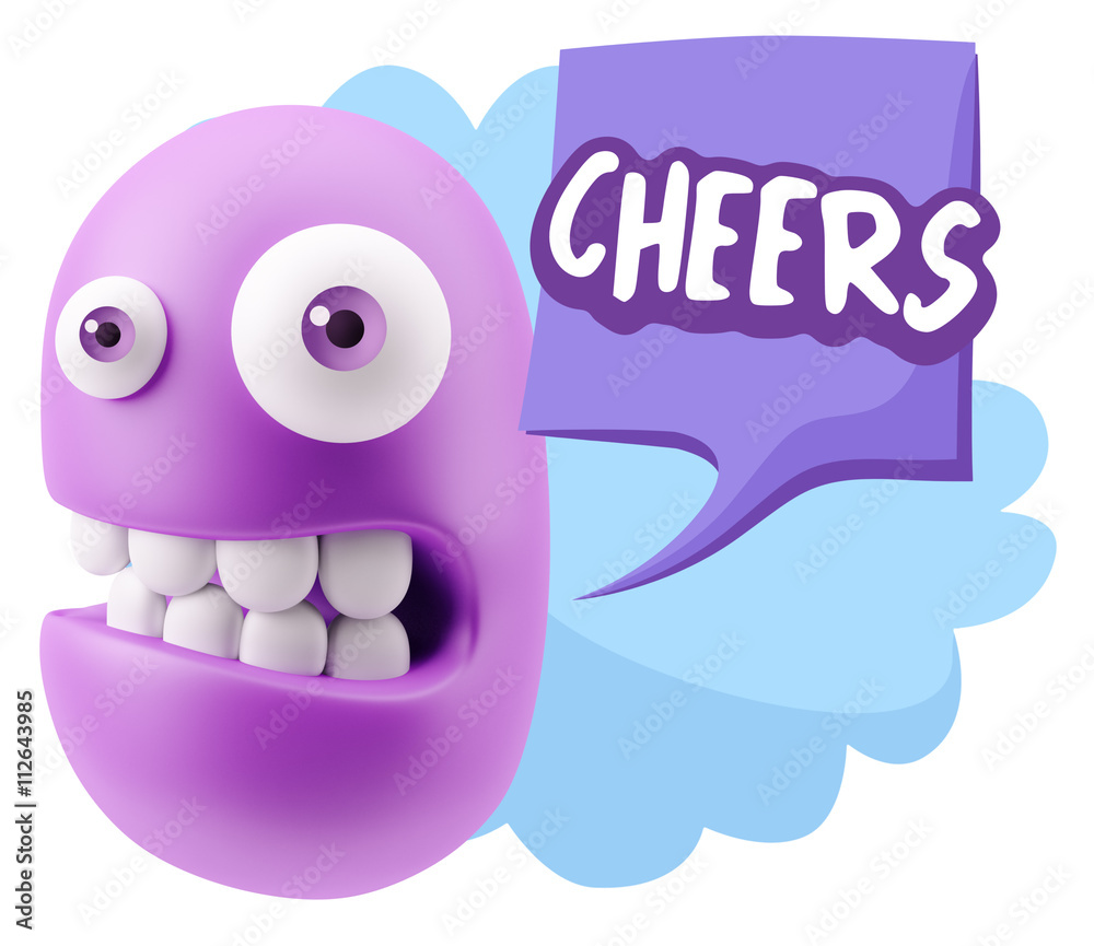 3d Rendering Smile Character Emoticon Expression saying Cheers w 3d Rendering Smile Character Emoticon Expression saying Cheers w
