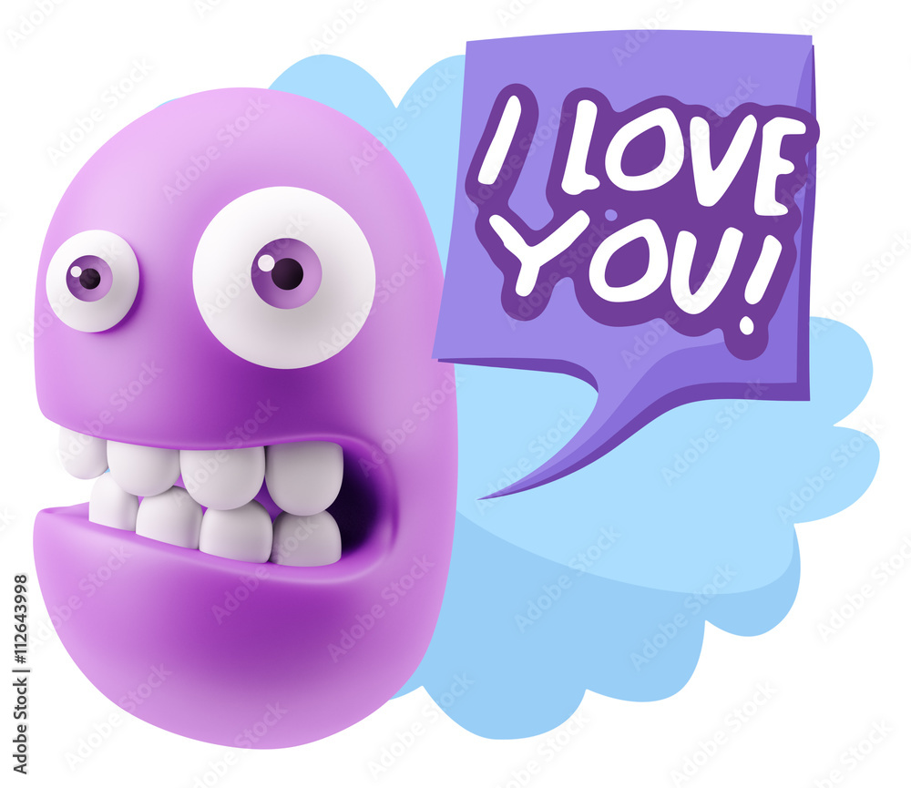 3d Rendering Smile Character Emoticon Expression saying I Love Y 3d Rendering Smile Character Emoticon Expression saying I Love Y