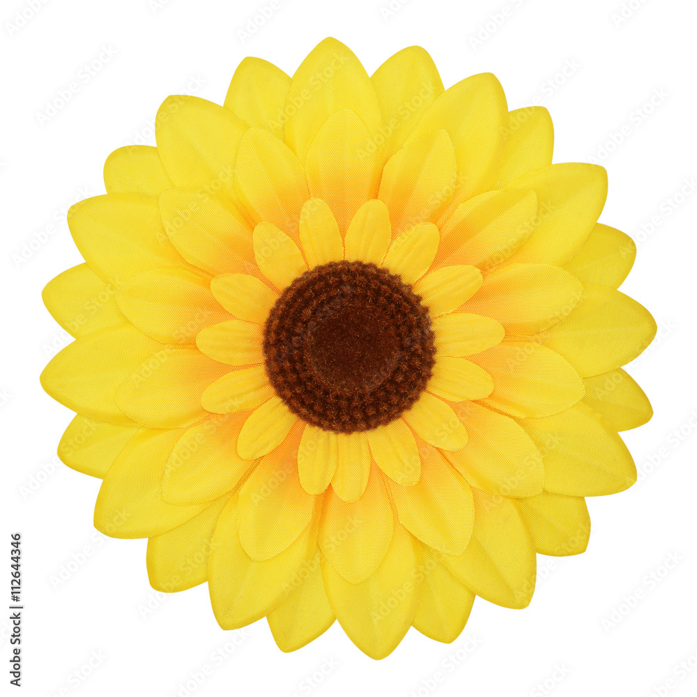 Artificial sunflowers - yellow and beautiful against white backg
