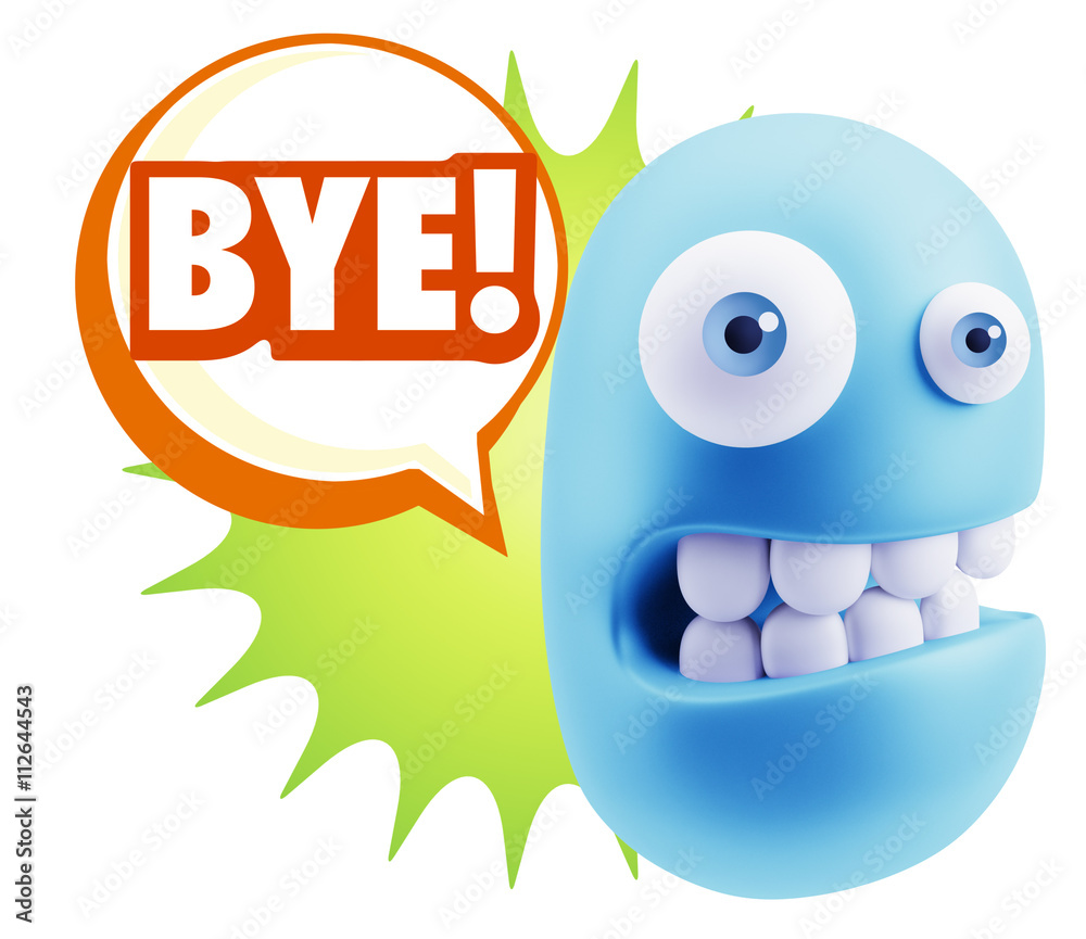 3d Illustration Laughing Character Emoji Expression saying Bye w 3d Illustration Laughing Character Emoji Expression saying Bye w
