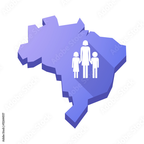 Illustration of an isolated Brazil map with a female single pare