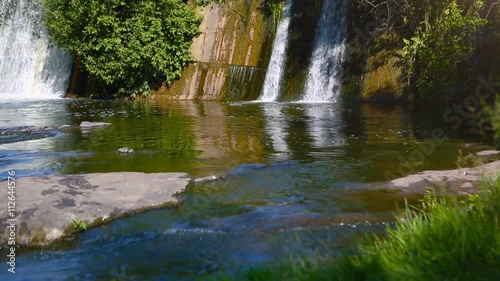 Buki Canyon Waterfall, Ukrainian Falls, Beautiful Fall. Beautiful nature of Ukraine, Buksky waterfall, buky canyon. Active leisure Places in Ukraine. photo