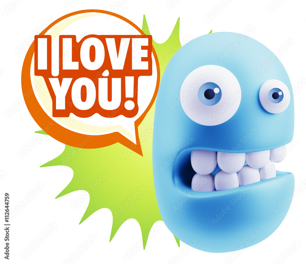 3d Rendering Smile Character Emoticon Expression saying I Love Y 3d Rendering Smile Character Emoticon Expression saying I Love Y