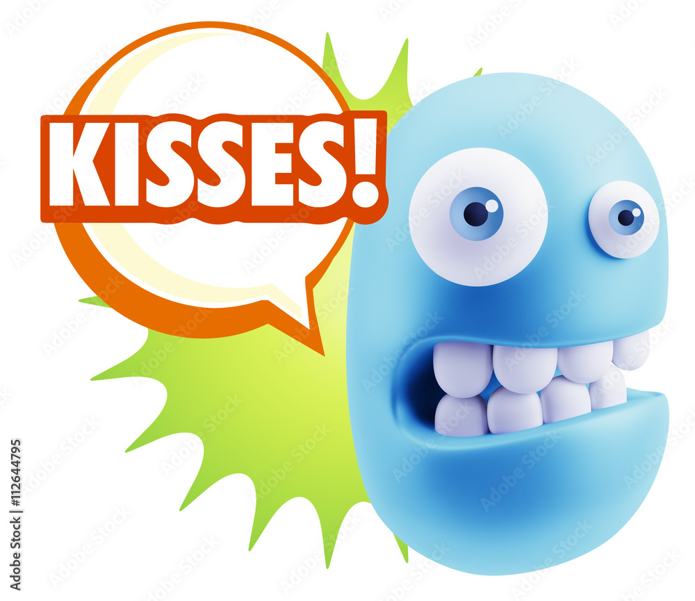 3d Rendering Smile Character Emoticon Expression saying Kisses w 3d Rendering Smile Character Emoticon Expression saying Kisses w