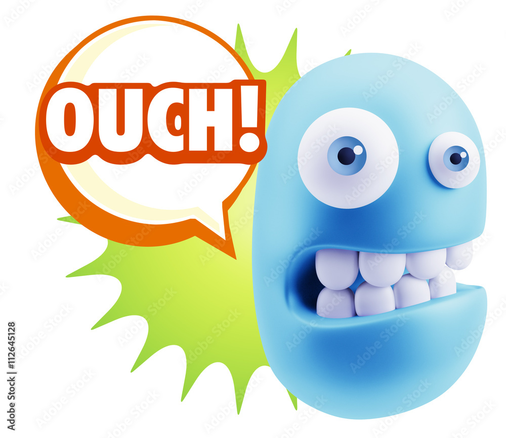 3d Illustration Laughing Character Emoji Expression saying Ouch 3d Illustration Laughing Character Emoji Expression saying Ouch