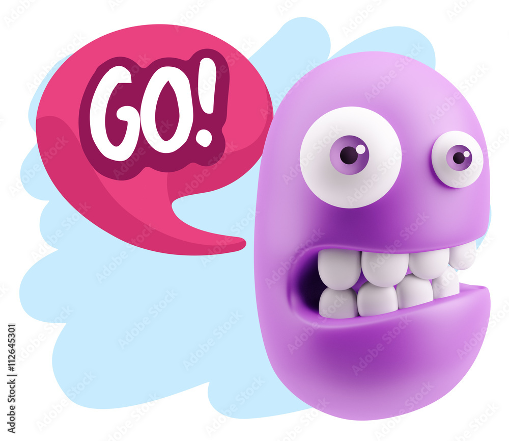3d Rendering Smile Character Emoticon Expression saying Go with 3d Rendering Smile Character Emoticon Expression saying Go with