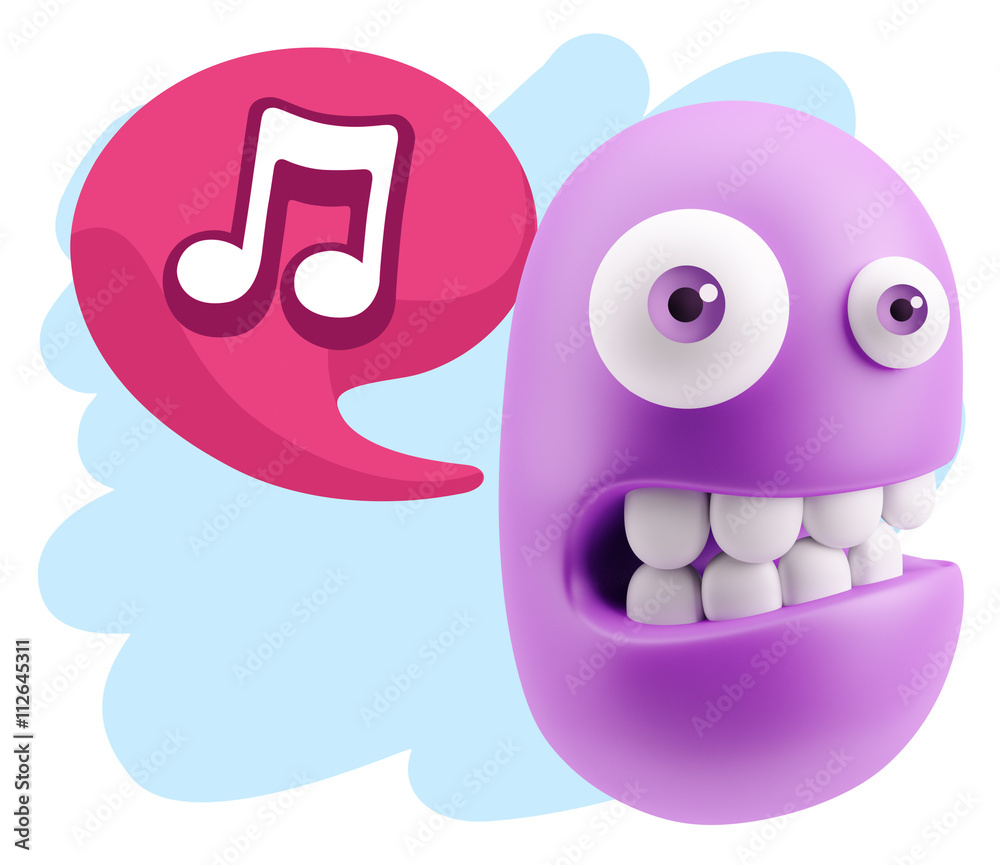 3d Rendering Smile Character Emoticon Expression saying Music No 3d Rendering Smile Character Emoticon Expression saying Music No