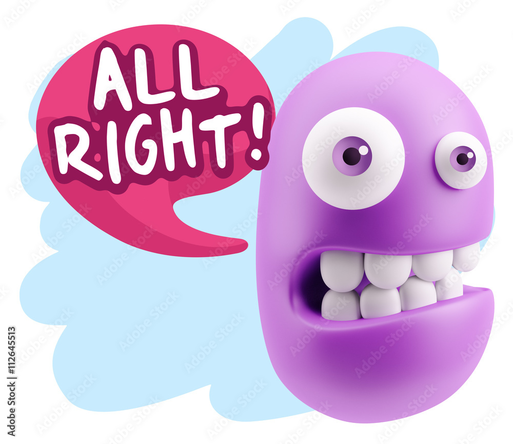 3d Rendering Smile Character Emoticon Expression saying All Righ 3d Rendering Smile Character Emoticon Expression saying All Righ