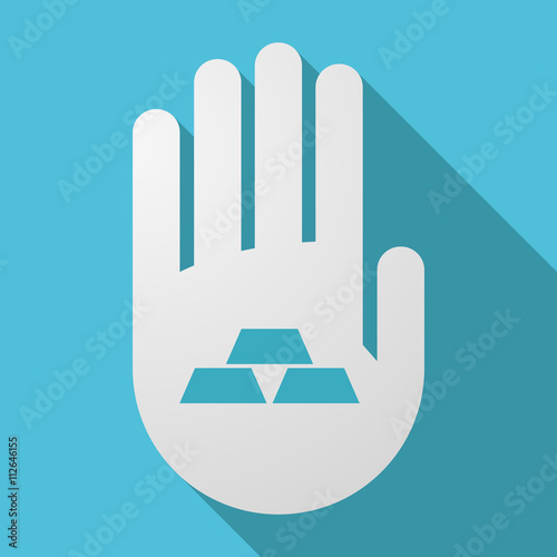 Long shadow hand with three gold bullions
