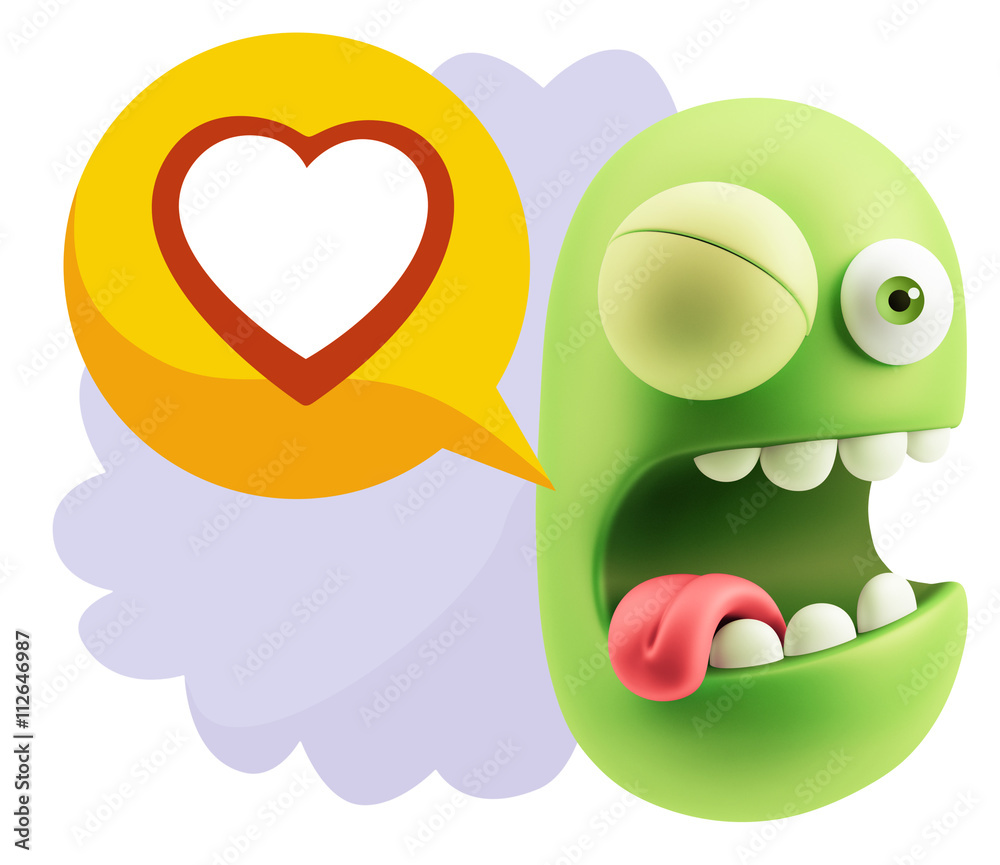 3d Rendering Smile Character Emoticon Expressing Love with a Hea 3d Rendering Smile Character Emoticon Expressing Love with a Hea