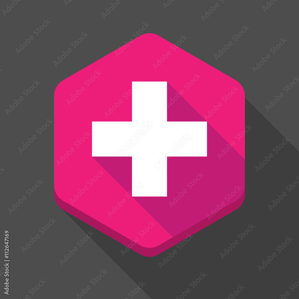 Long shadow hexagon icon with the Swiss flag Long shadow hexagon icon with the Swiss flag