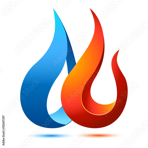 Feuer und Wasser - Logo z.B. für Klempner, Heizungsmonteur