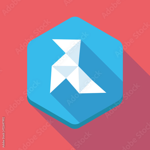 Free Download Long shadow hexagon icon with  a paper bird - GFXLoad