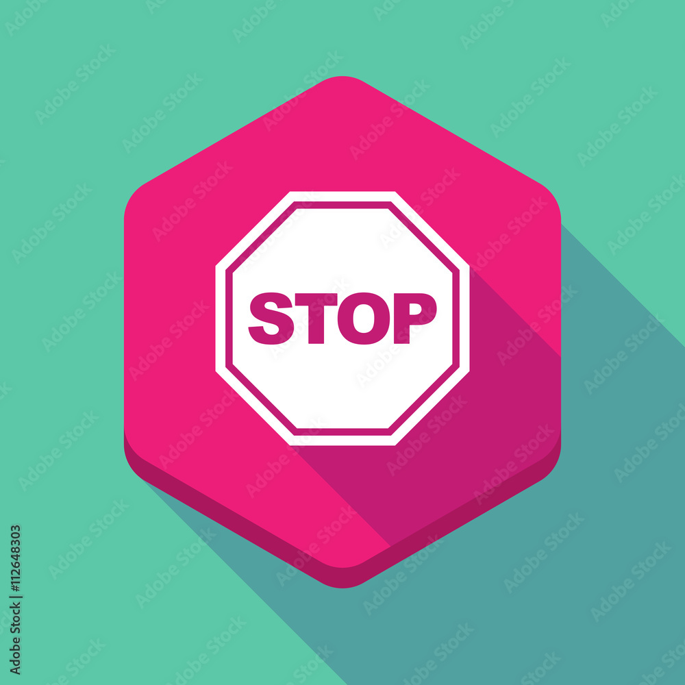 Long shadow hexagon icon with a stop signal Long shadow hexagon icon with a stop signal