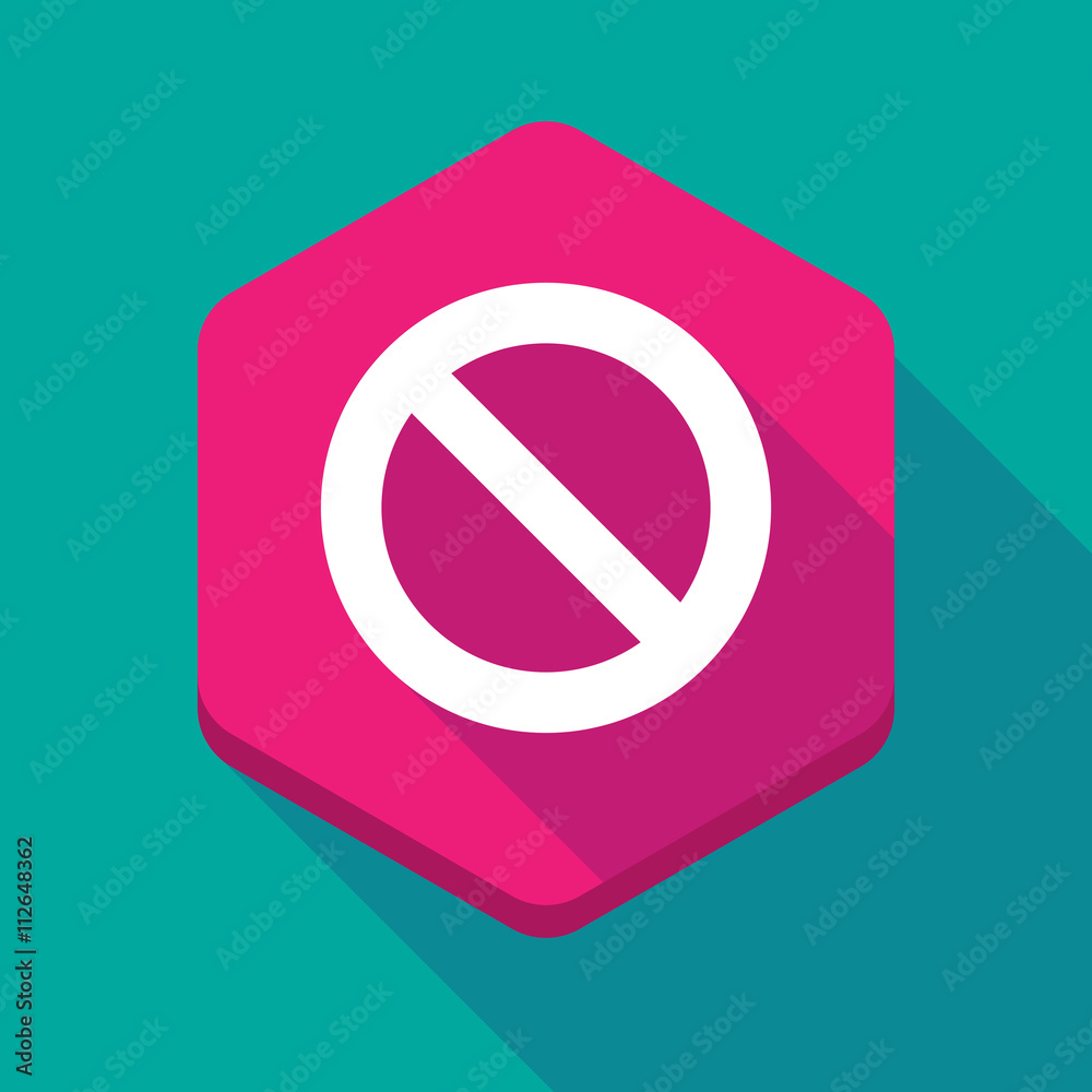 Long shadow hexagon icon with a forbidden sign Long shadow hexagon icon with a forbidden sign