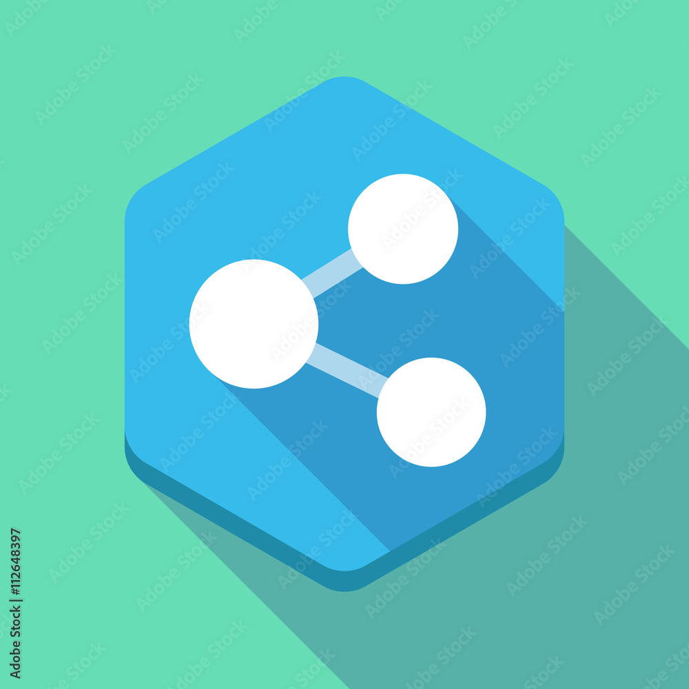 Long shadow hexagon icon with a network sign Long shadow hexagon icon with a network sign