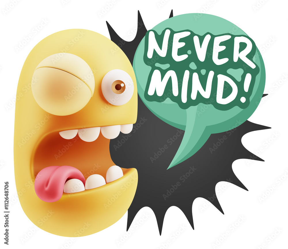 3d Rendering Smile Character Emoticon Expression saying Never Mi 3d Rendering Smile Character Emoticon Expression saying Never Mi