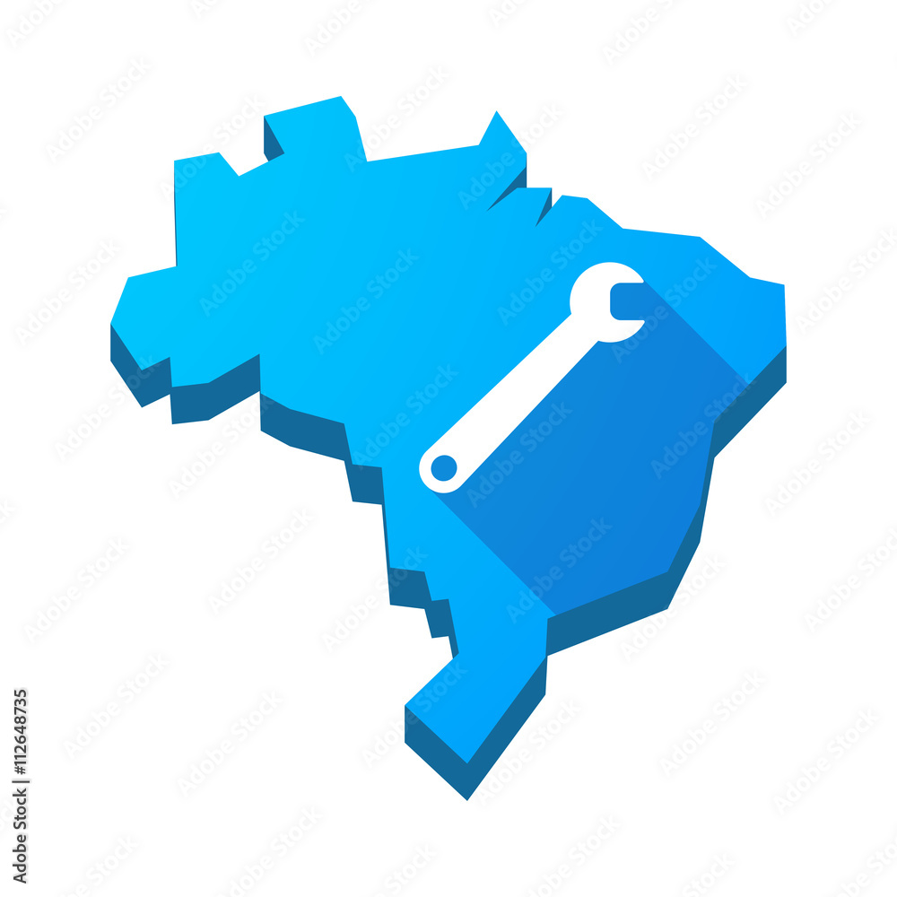Illustration of an isolated Brazil map with a spanner Illustration of an isolated Brazil map with a spanner