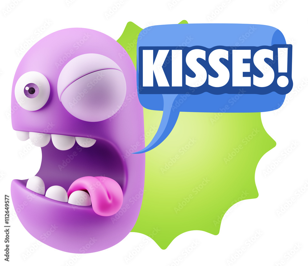 3d Rendering Smile Character Emoticon Expression saying Kisses w 3d Rendering Smile Character Emoticon Expression saying Kisses w