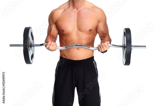 Strong man with barbell.