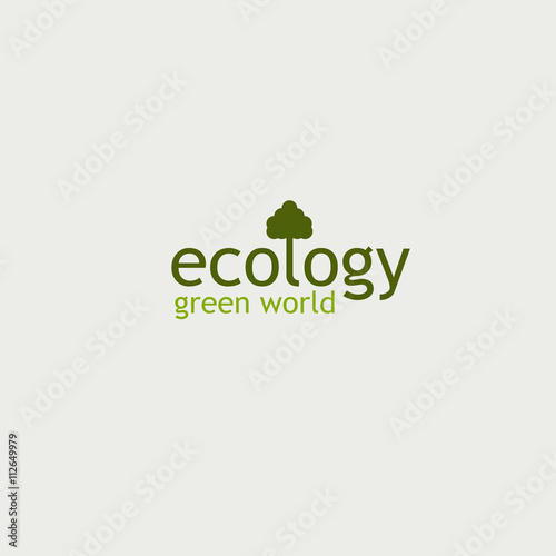 the concept of ecology green world. logo. tree and the inscription on the white background.