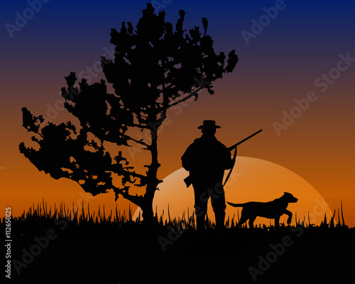 silhouette of a hunter. concept background.