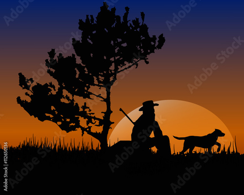 silhouette of a hunter. concept background.