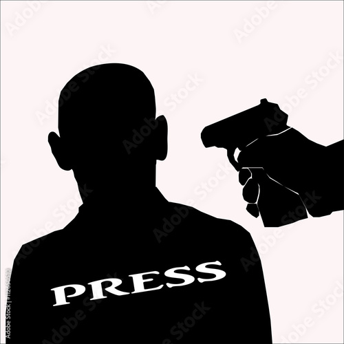 pistol man threatens journalist.