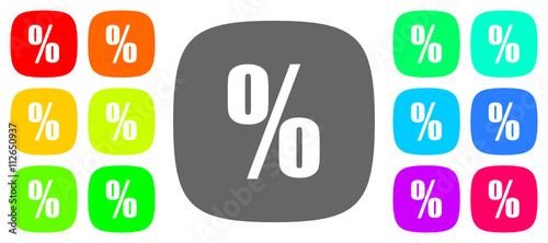 Colorful vector flat percent icons set