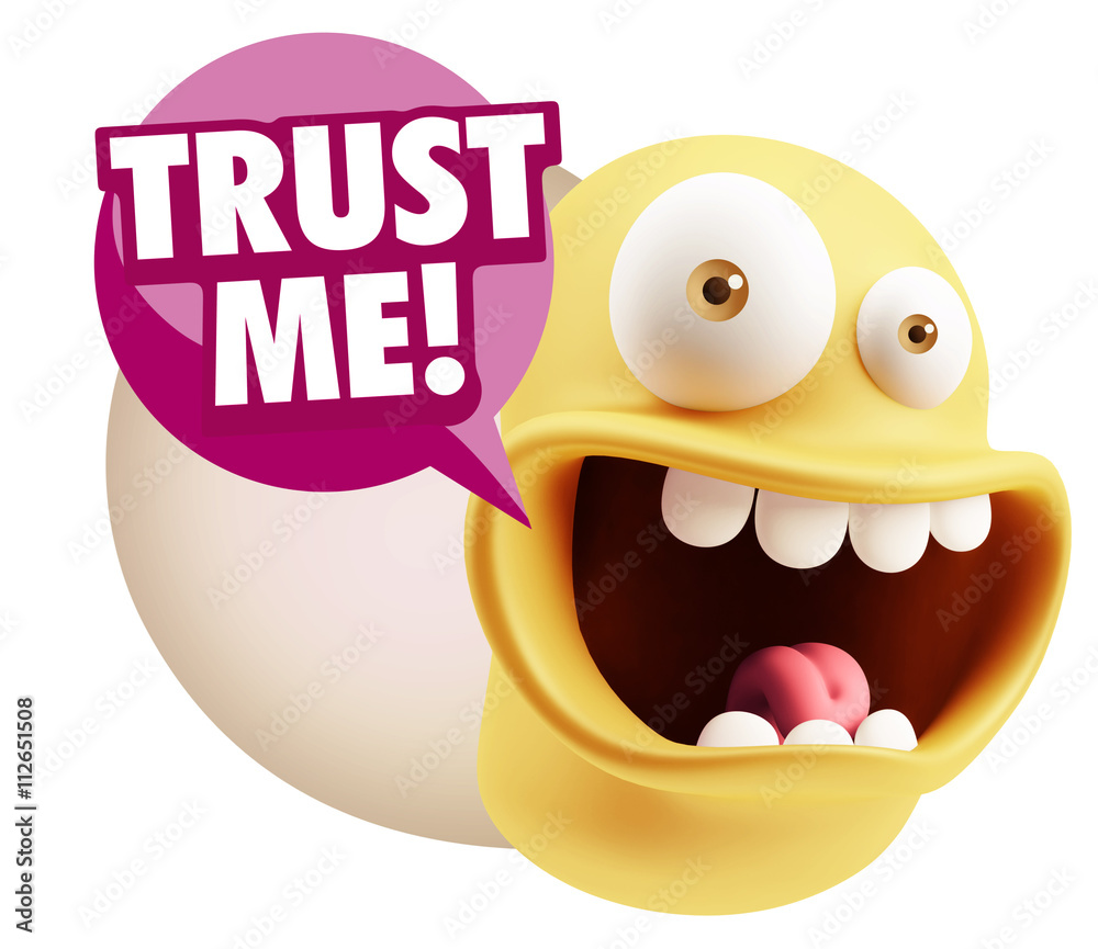 3d Illustration Laughing Character Emoji Expression saying Trust 3d Illustration Laughing Character Emoji Expression saying Trust