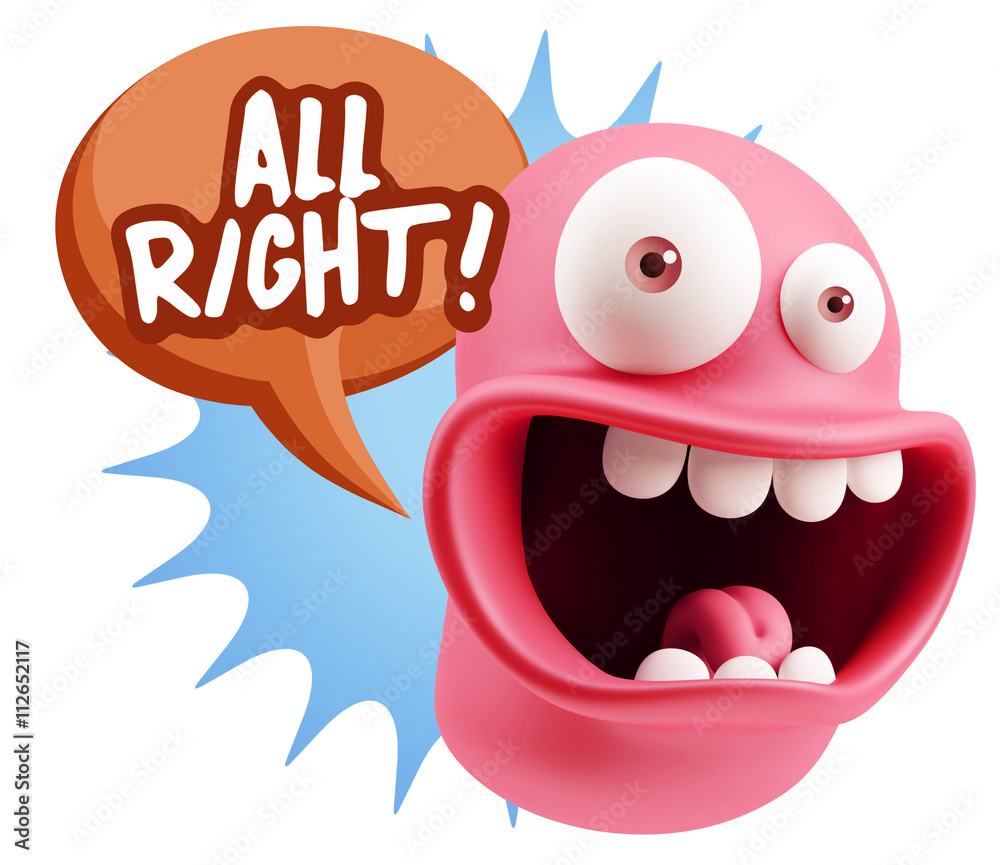 3d Rendering Smile Character Emoticon Expression saying All Righ 3d Rendering Smile Character Emoticon Expression saying All Righ