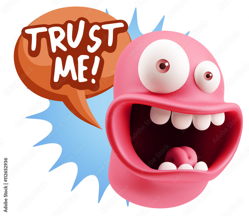 3d Illustration Laughing Character Emoji Expression saying Trust 3d Illustration Laughing Character Emoji Expression saying Trust