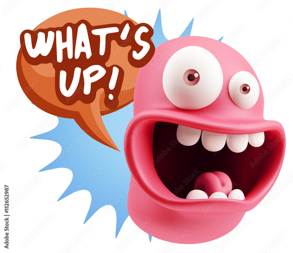 3d Rendering Smile Character Emoticon Expression saying What'S U 3d Rendering Smile Character Emoticon Expression saying What'S U