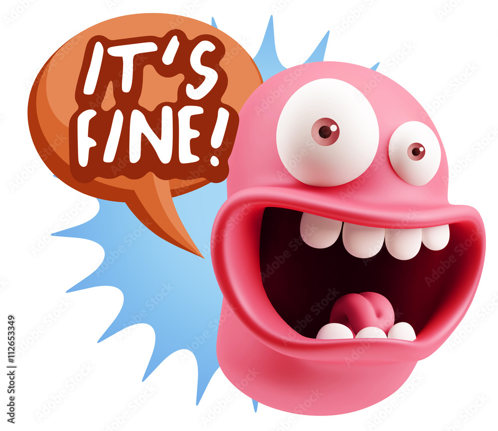 3d Illustration Laughing Character Emoji Expression saying It's