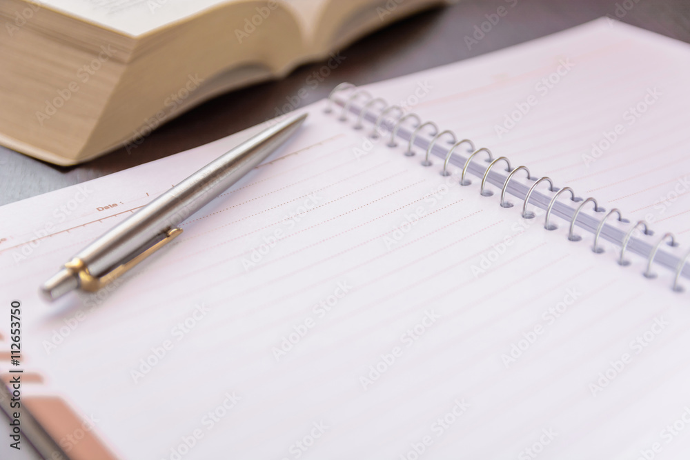 custom made wallpaper toronto digitalClose-up of open book and pen defocused