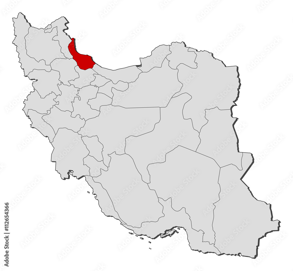 Obraz premium Map - Iran, Gilan